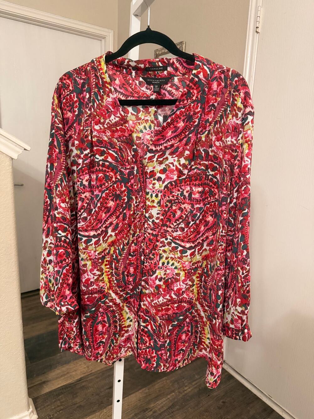 Investments Womans Patterned Caroline Blouse Size 3X NWT